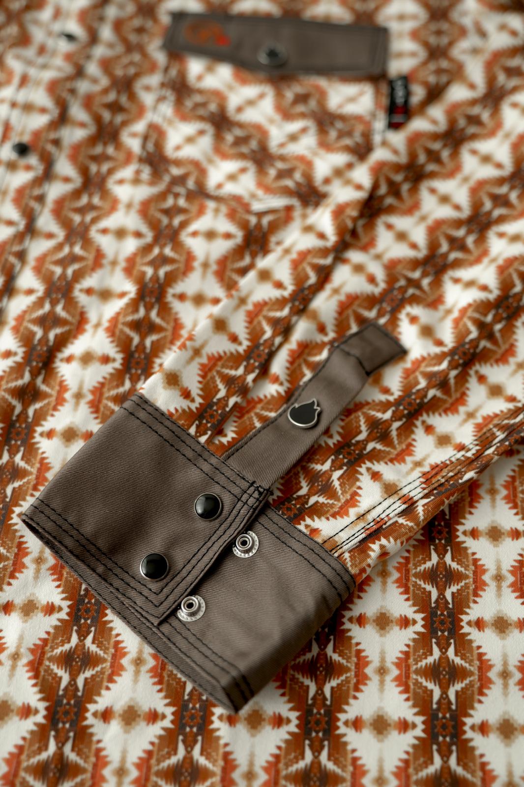2 tone  brown & Aztec print