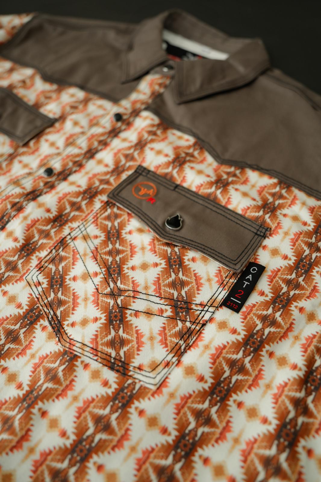 2 tone  brown & Aztec print