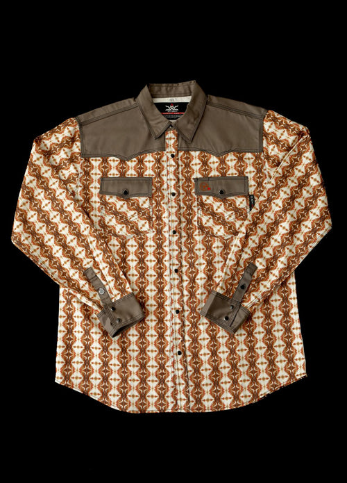 2 tone  brown & Aztec print